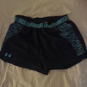 Under Armour Women's Navy Blue Shorts with Blue Trim